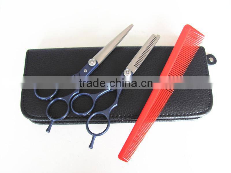Barber scissors set with zinc alloy coated color handle