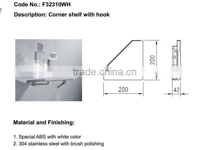 Arcylic bathroom shampoo rack wall mounted shelf with hook