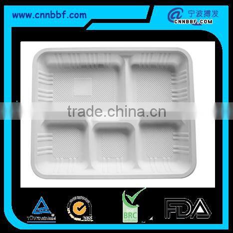 5 compartment food trays biodegradable tableware bioplastic dishware