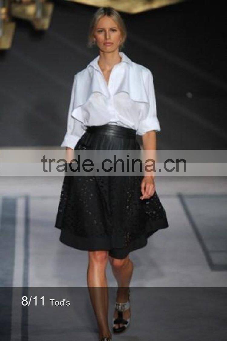 New fashion dress runway western style 2014 long white shirt+hollow out skirt fashion women dress wholesale L17072