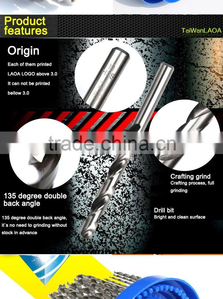 LAOA1-13mm HSS Straight High Speed Steel 100PCS Electric Twist Drill Bits Broach Drills Set For Metal Copper, Steel, Cast Iron