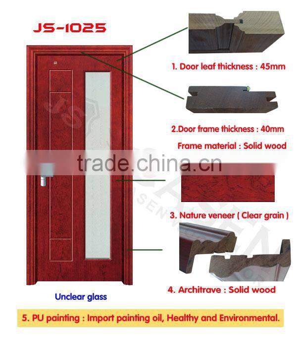 economic ebony timber glass interior door