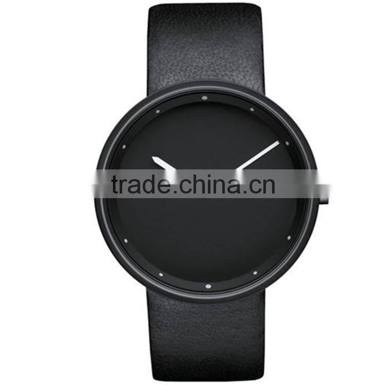 Wrist watch in 18/10 stainless steel mat with leather strap brown watch oem