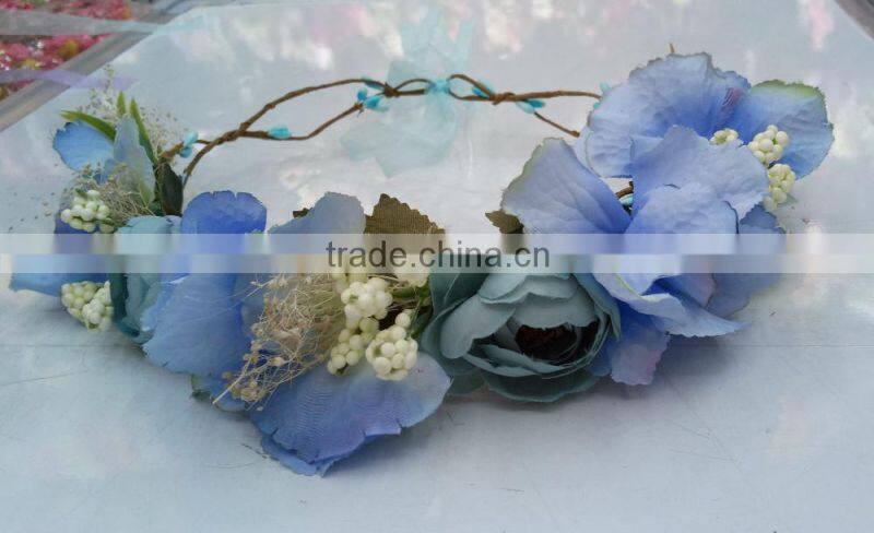 HL017 wholesale Fashion tiara flower crown headband for women wedding flower garland crown
