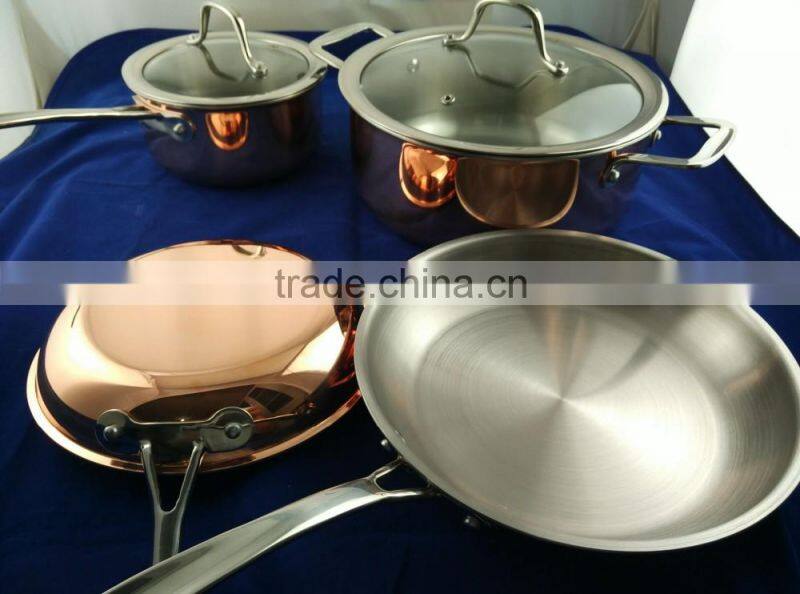 New Innovation Pressed Nonstick Copper Metal Material Tri-ply Copper Frying Pan
