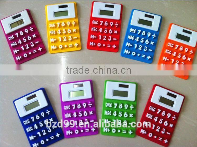 Promotion Gift Mini Silicone Porket Calculator Solar Cell Calculator / Logo Customized OEM Electronic Manufacturer