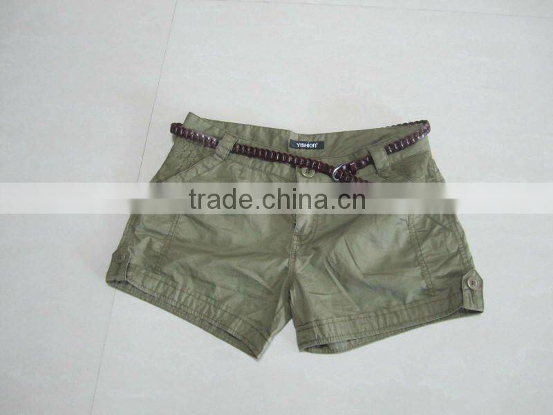 2012 ladies fashion cotton casual hot shorts with belts