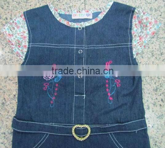 stock blue color girls one piece dress pattern SO
