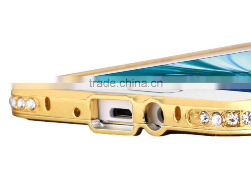 Luxury Hard Case Aluminum Metal Ex Bumper with Bling Bling Diamond Edged Cell Phone Frame Cell Phone Cases for Samsung A7