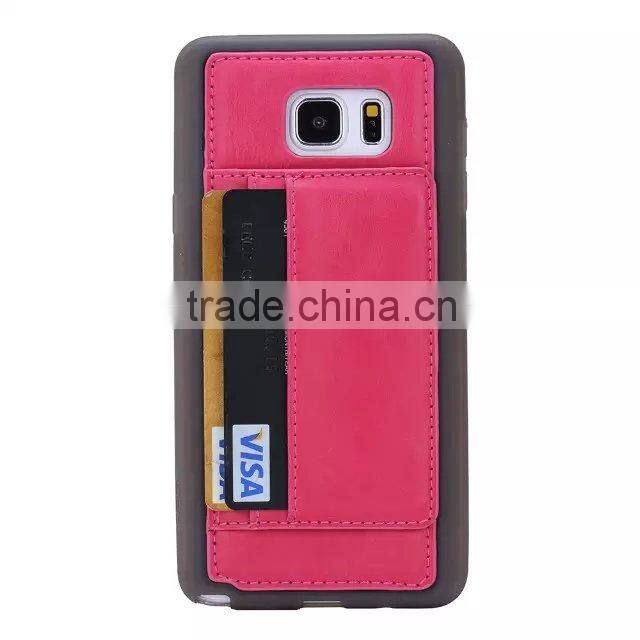 Top quality Genuine Leather Stand case For Samsung Galaxy Note 5 , For Galaxy Note 5 Edge Case with card holder