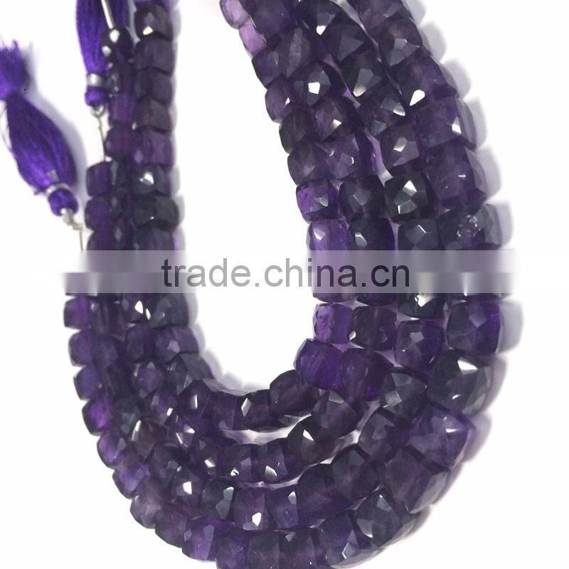 WHOLESALE LOT NATURAL AMETHYST APPROX 7X7-8X8MM BOX FACETED LOOSE BEADS
