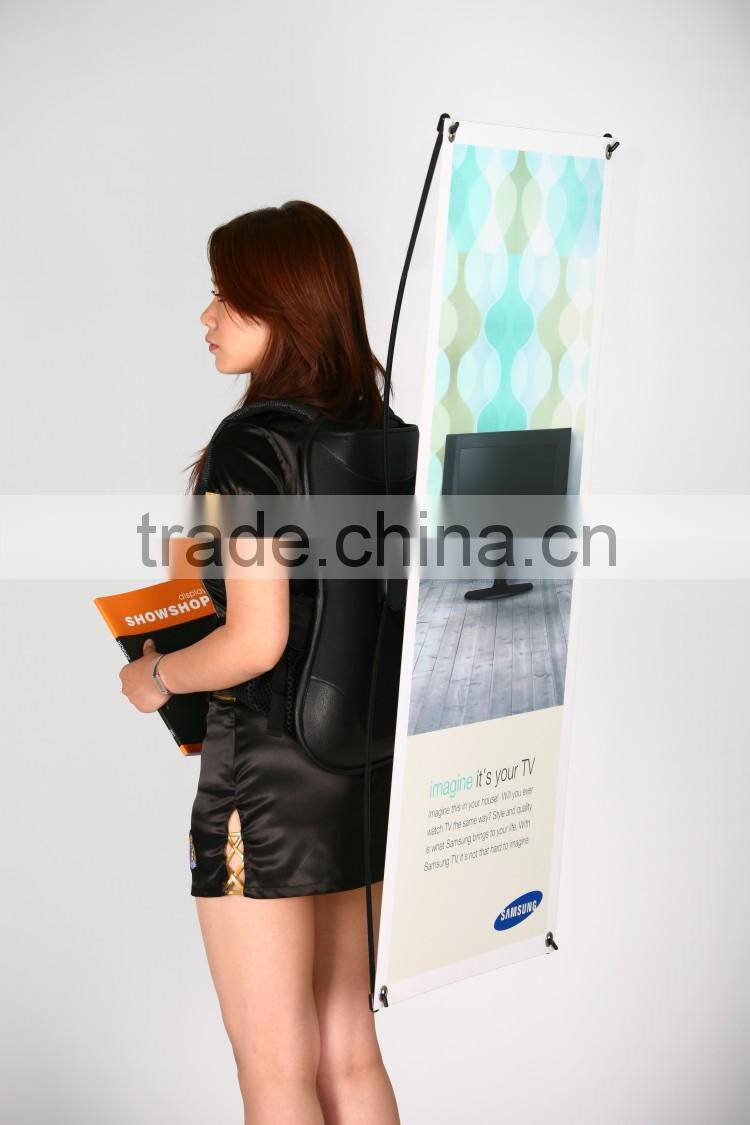 Durable outdoor backpack fiber x banner stand