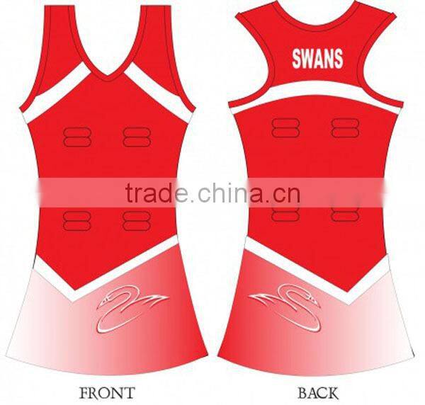 Sexy netball dress color orange design oem
