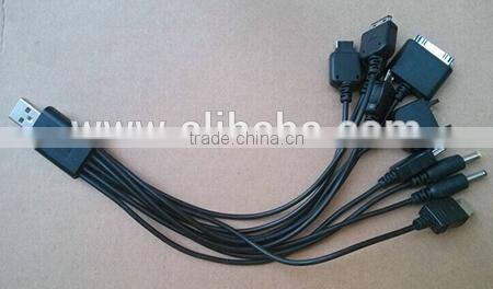 cheap customized pantone color multiple USB port charging cable, 10 in 1 multiple charging cable for smartphone