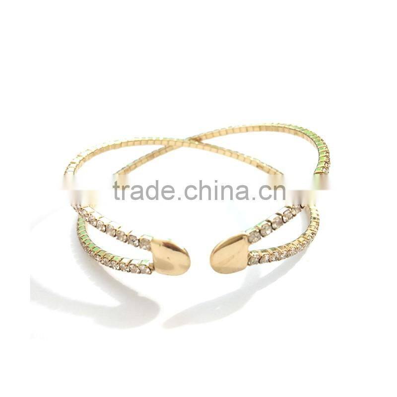 2016 best seller elegant style fashion zircon bracelet bangle in 18k gold plate color wholesale