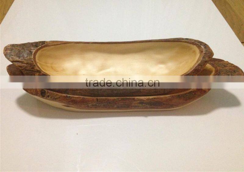 2016 New Natural Wood Root Fruit Plate with tree bark