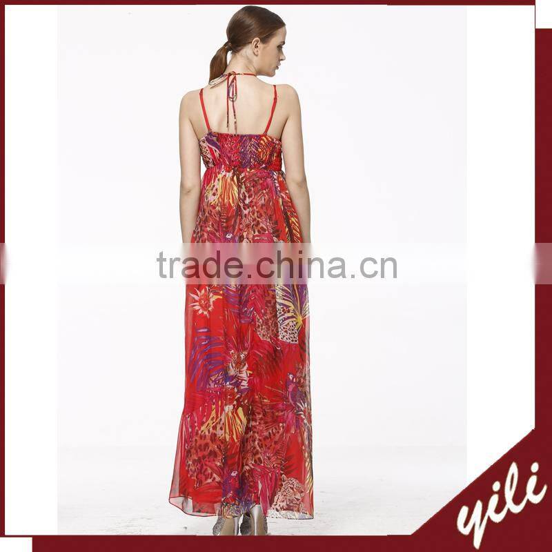 2016 Wholesale Factory OEM Service Design Long chiffon Ladies Fashion Dress