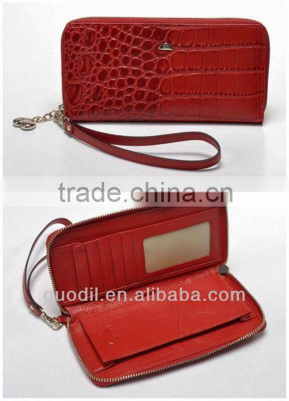 Crocodile embossed leather with pebble leather trim wallet 2013