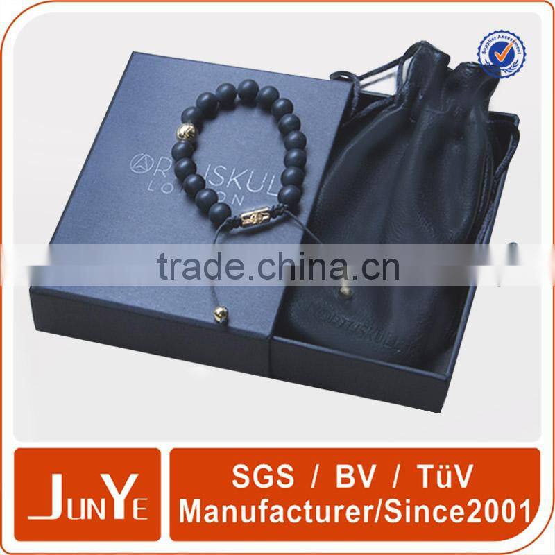 Manufacturer black leather drawstring pouches bag