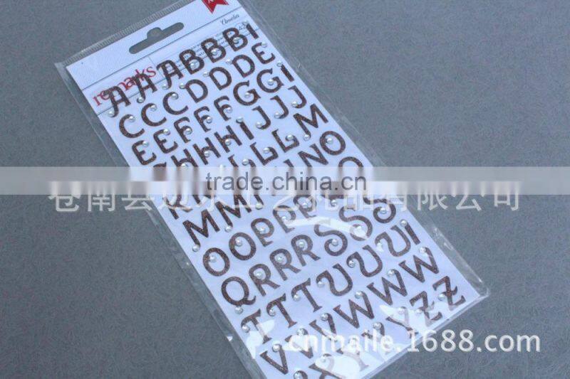 Eco-friendly DIY adhesive golden glitter letter sticker
