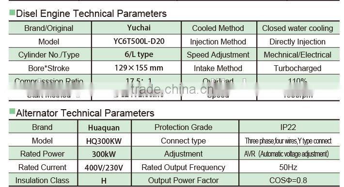 factory price 300kw yuchai diesel generator