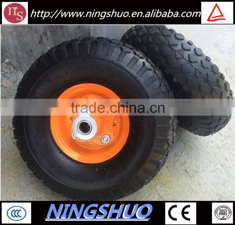 China factory of construction use 10 inch rubber pushcart pneumatic wheel