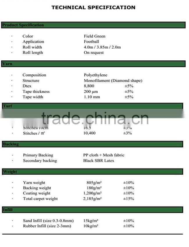 40/ 50/ 60 mm football artificial grass for standard stadium