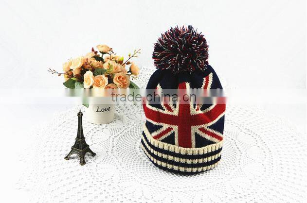 Winter Ski Beanies Knit Hats with Pom Pom for Lady