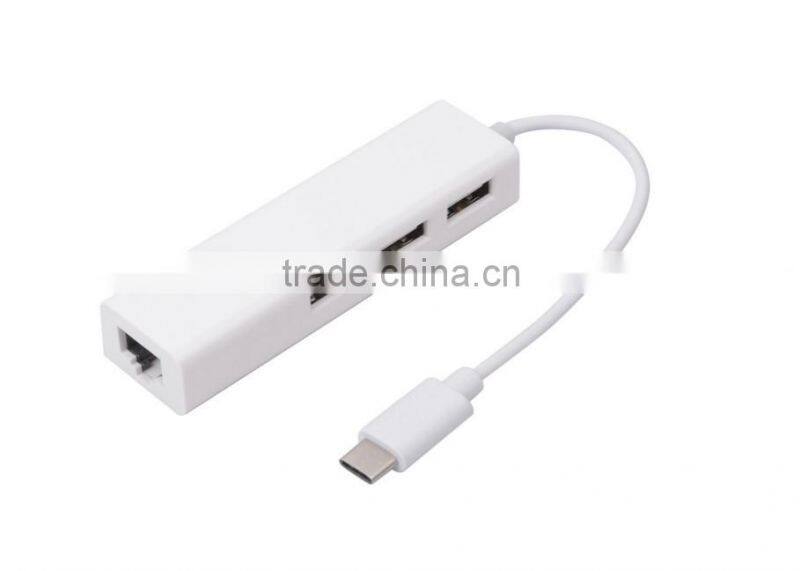 USB 3.1 Type C to Multiple 3 Ports USB 2.0 Hub with Ethernet Network LAN Adapter