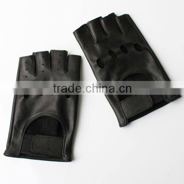 2013 stylish fingerless black leather rugged wear gloves