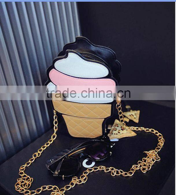 2016 hot selling wallet ice cream coin purse girl cute wallet with chain