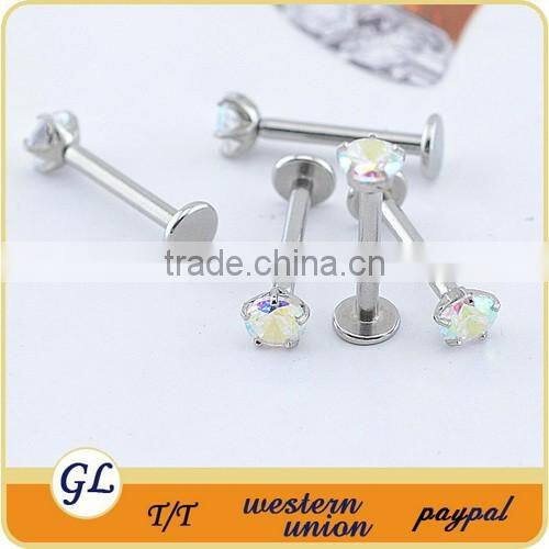 Wholesale 2016 latest fashion stainless steel zircon lip piercing jewelry rings