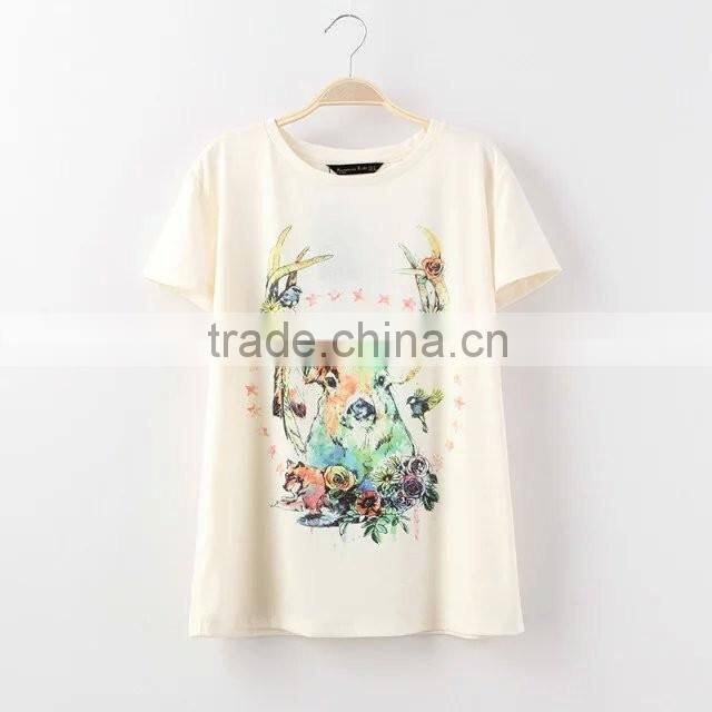 wholesale clothing short sleeve cotton t shirt with animal cheap china wholesale clothing