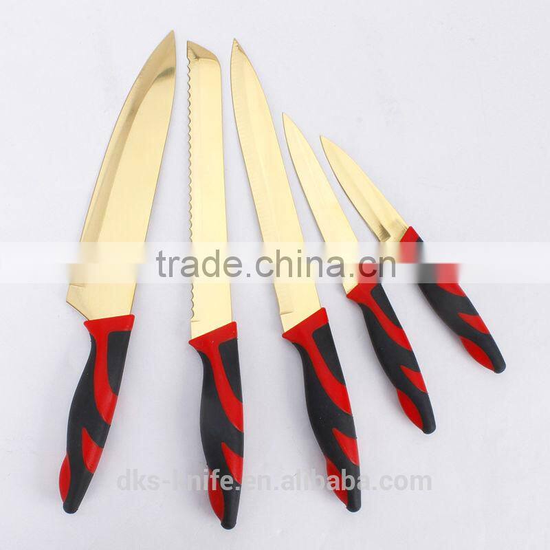 KP1301TG Titanium Coating Stainless steel 6pcs Aryklic Block colored kitchen knife