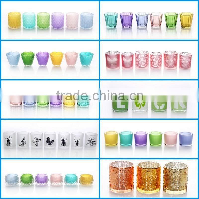 High Quality Colored Candle Cup Holder Round Bulk Glass Votive Candle Holders