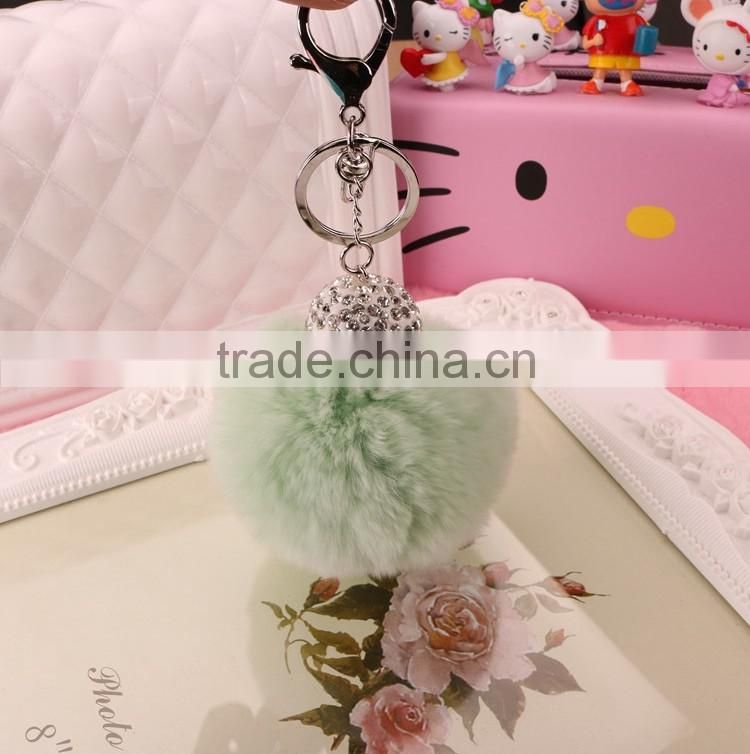 Royal Blue Rabbit Fur Pompom Valentine's Day Gift Keychain