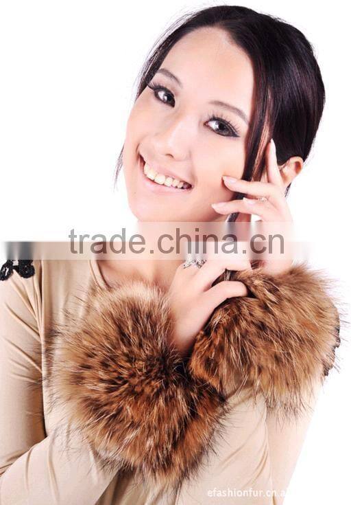 Fashion Girls Genuine Raccoon Fur Cuff for Wrist Arm Warmer