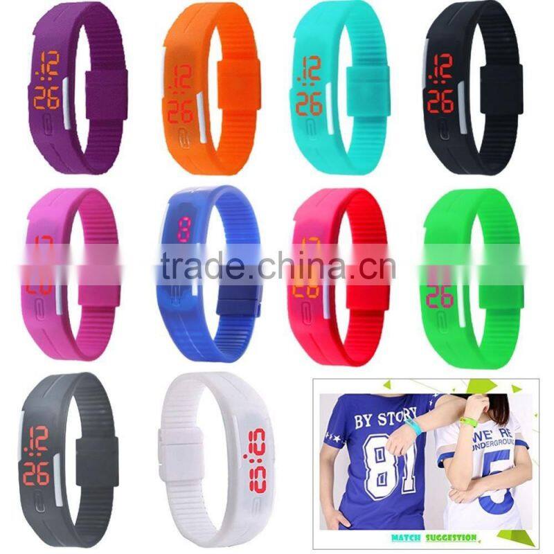 Silicone Rubber Gel Jelly Unisex LED Wrist mens Watch Bracelet