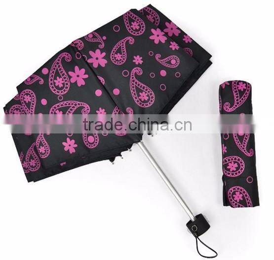 Aluminium shaft 3 folding panels print full color logo umbrellas