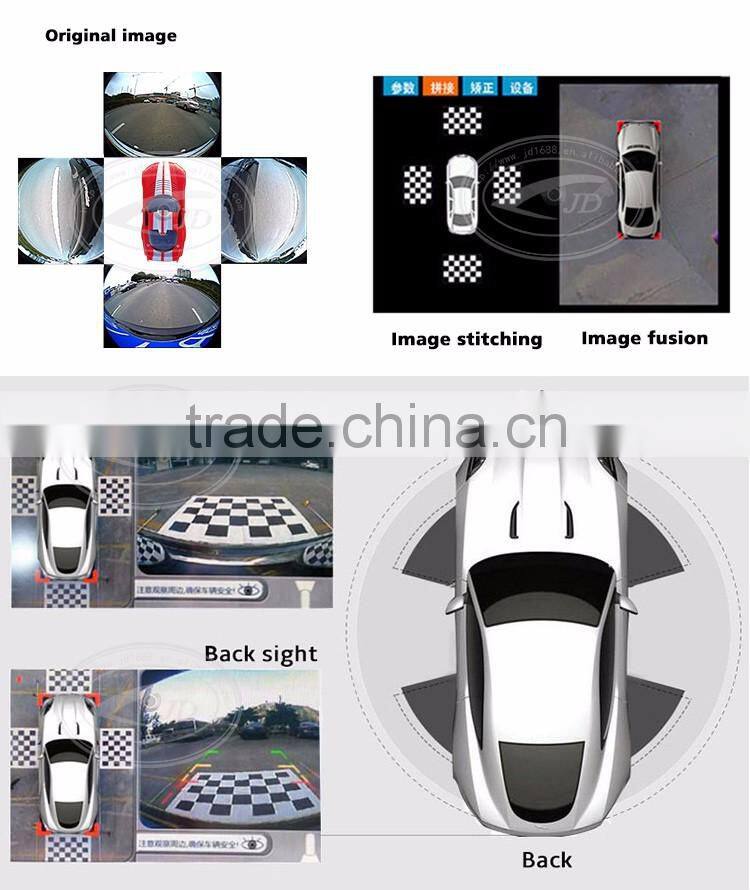 Seamless Splicing with 4 video input 360 degree car camera system parking system