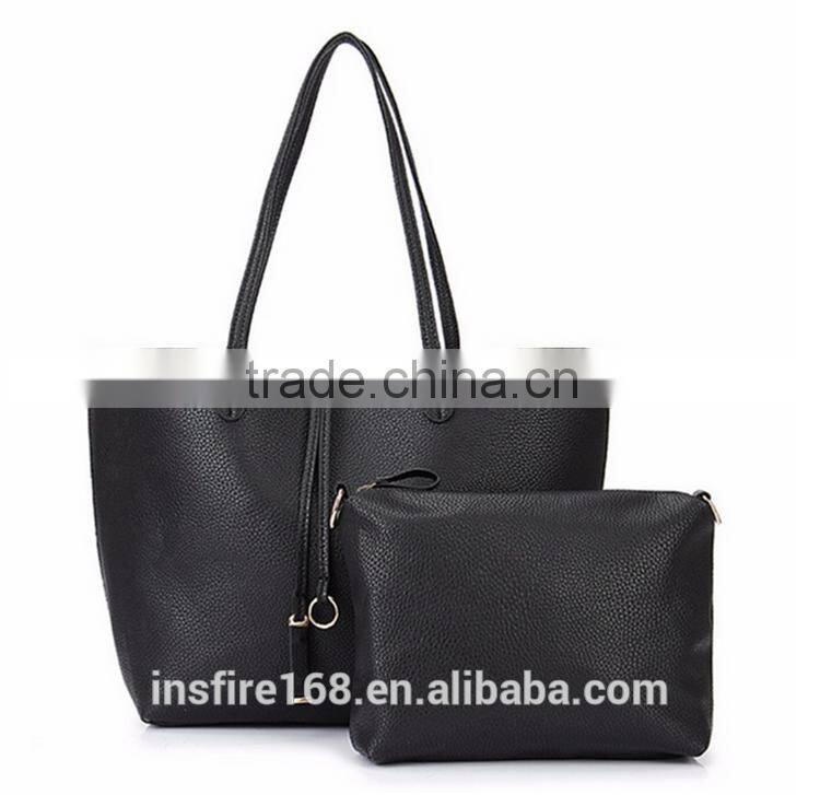 2PCS/Set Women Lady Leather Handbag Shoulder Bag Tote Party Clutch Wallet Purse