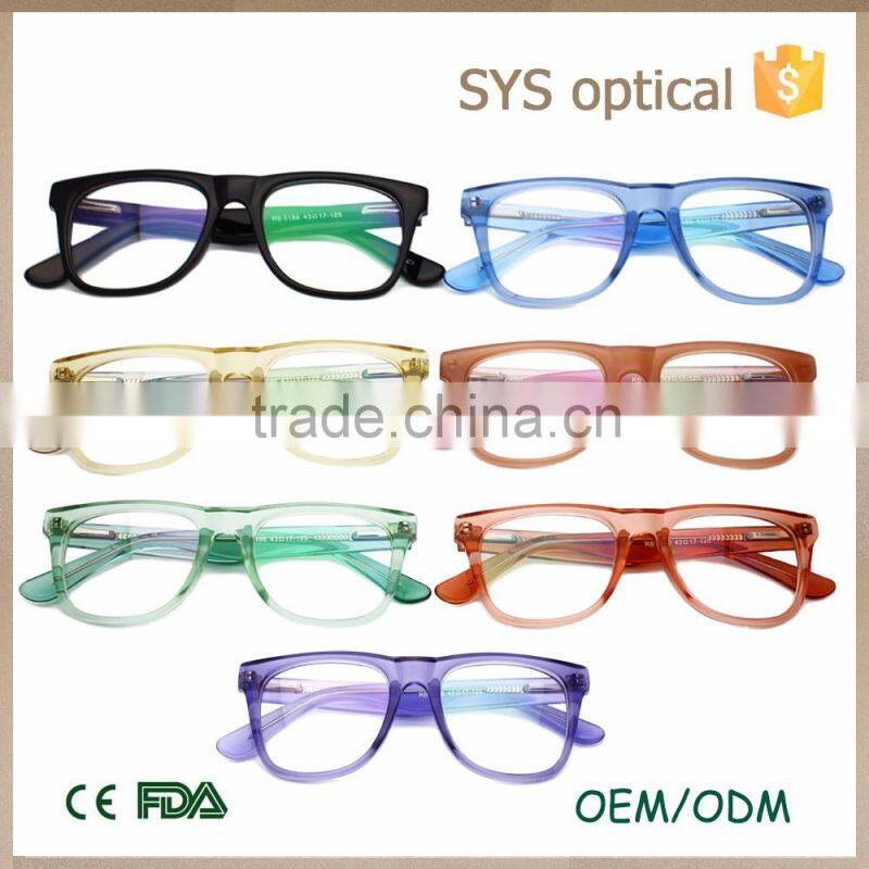 Newest design retro style kids acetate optical frame,fullrim colorful acetate baby eyewear frame