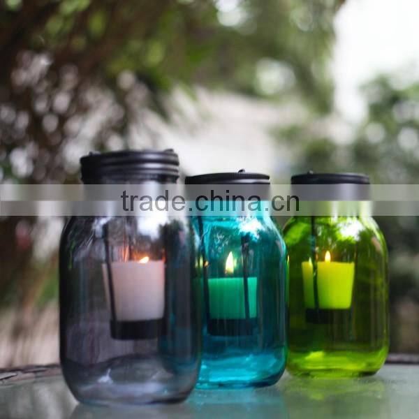 cheap colored mexico glass candle holder with tray