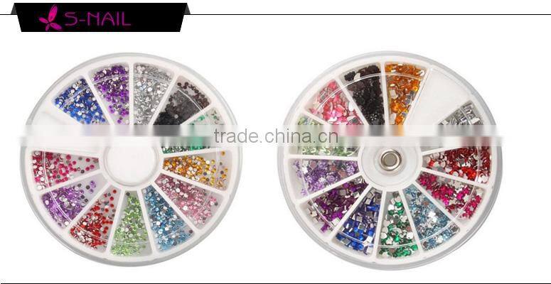 Hot sell 12 colors nail art caviar glitter rhinestone wheel