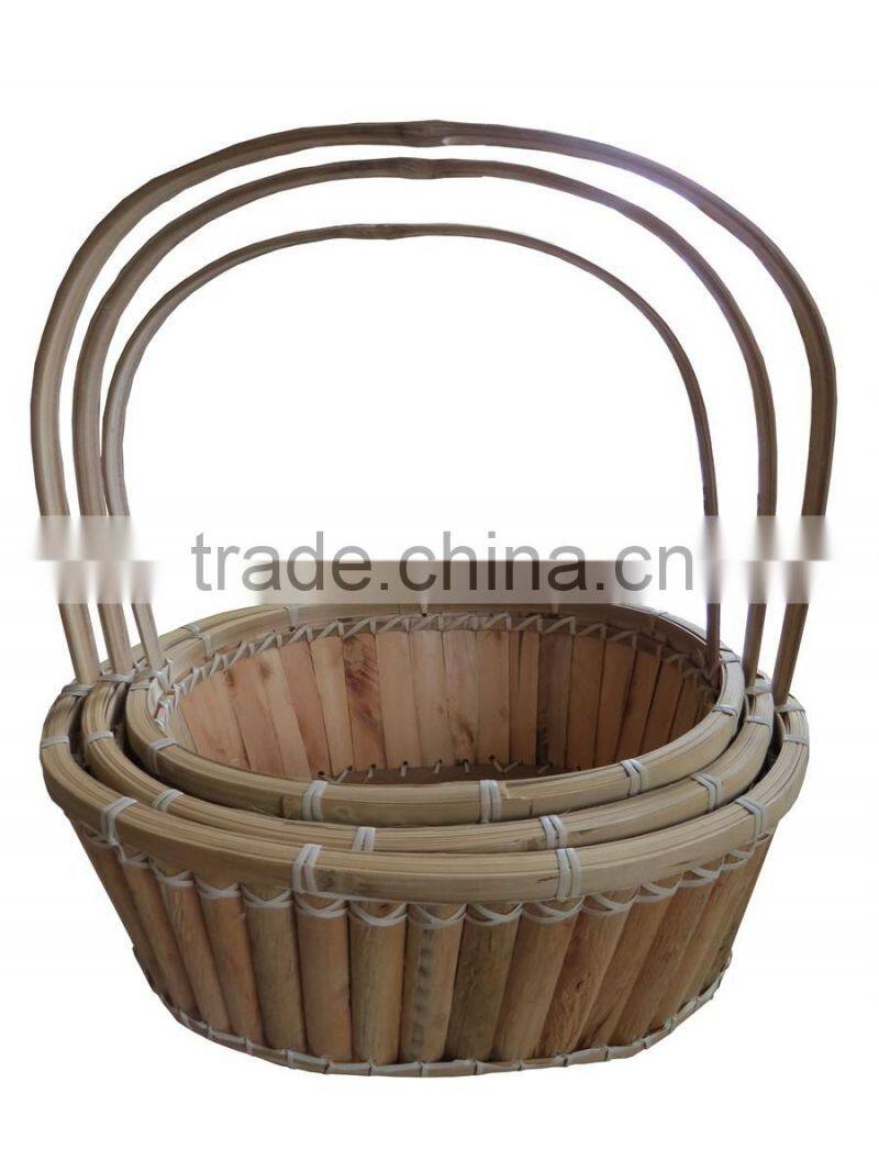 New style oval wood natural basket with handle