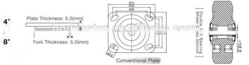 72 Series Swivel Side Lock YUPA Caster Heavy duty Caster Double Ball Bearing Caster