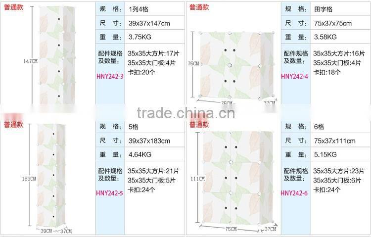 DIY portable bedroom corner plastic clothes wardrobe box