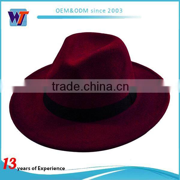 Coluorful blank wool material felt hat and fedora hat