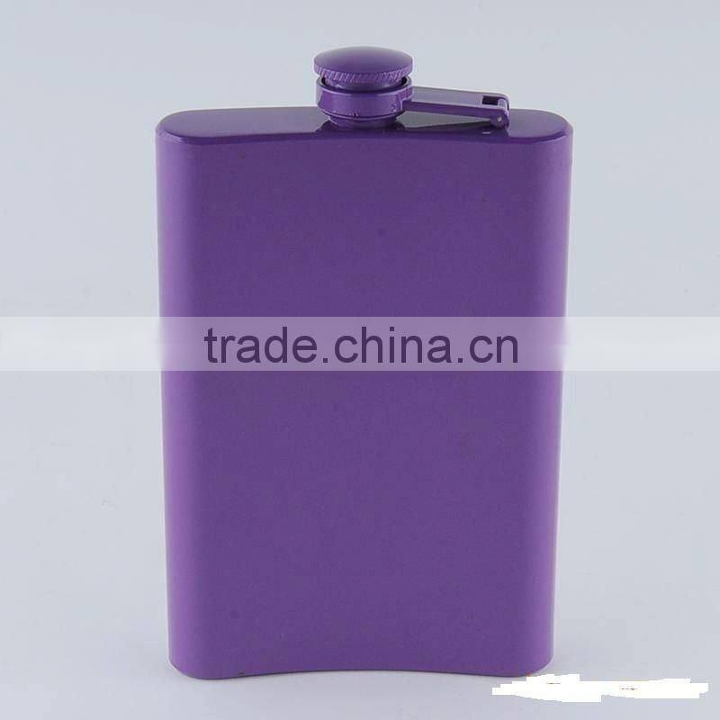 6oz trendy stainless steel painted hip flask and colored hip flask