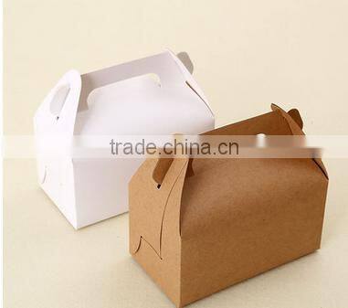 cheap 300g brown or white kraft paper cake box with handle ,